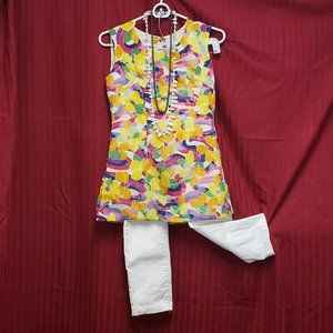 🍁Vintage Multi Colored Sleeveless Tunic Top, Great for Spring/Summer wear.